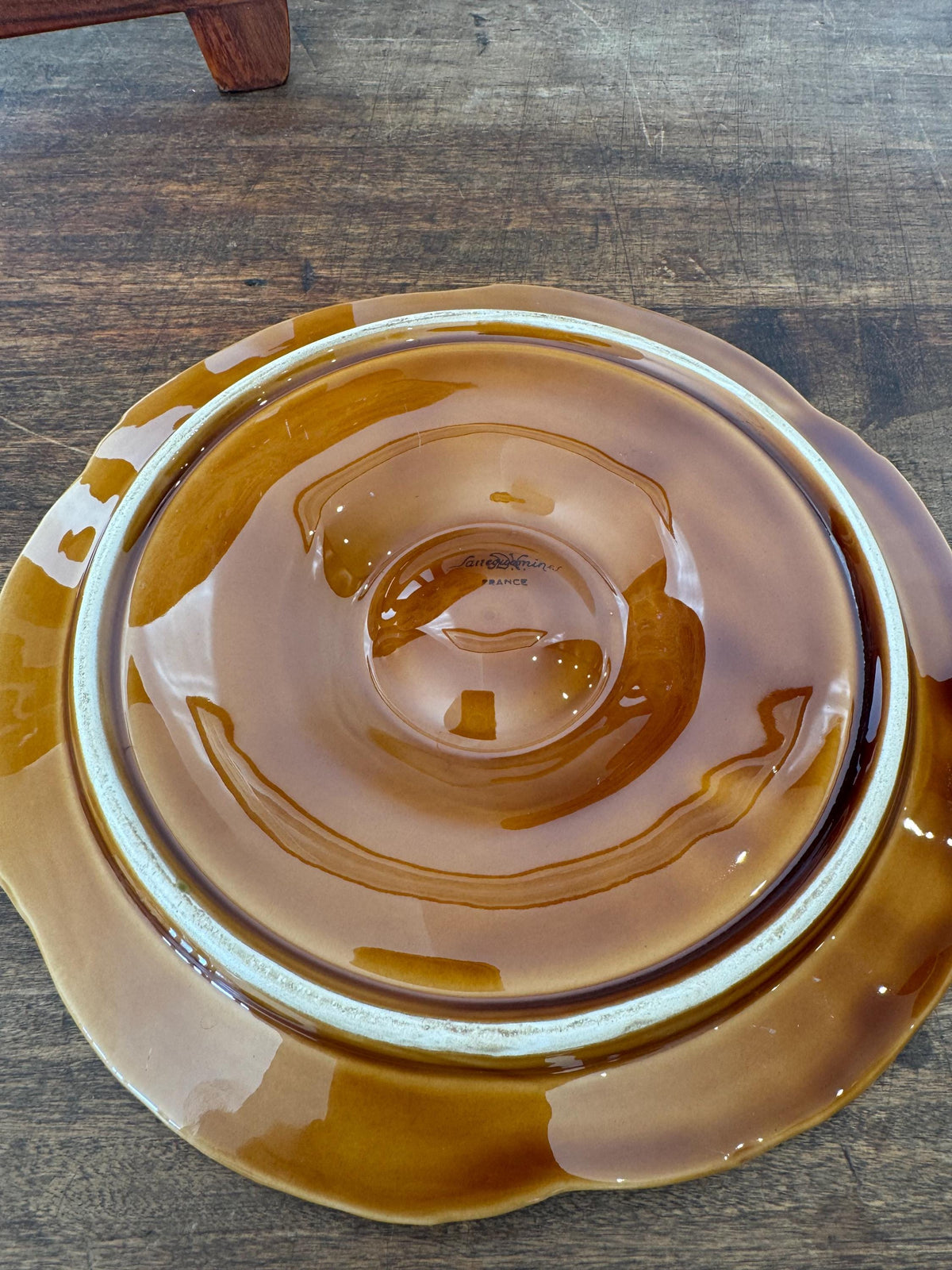 Assiettes à huitres barbotine française Sarreguemines