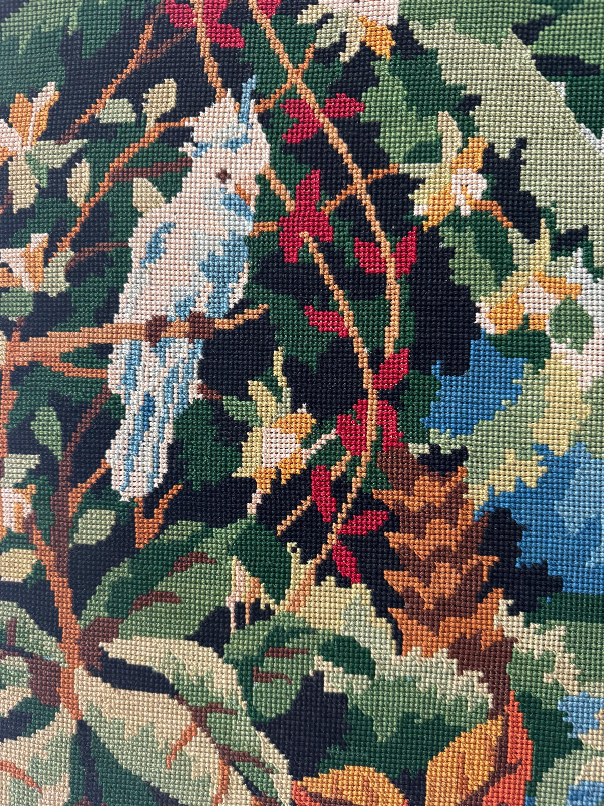Tableau jungle broderie canevas vintage