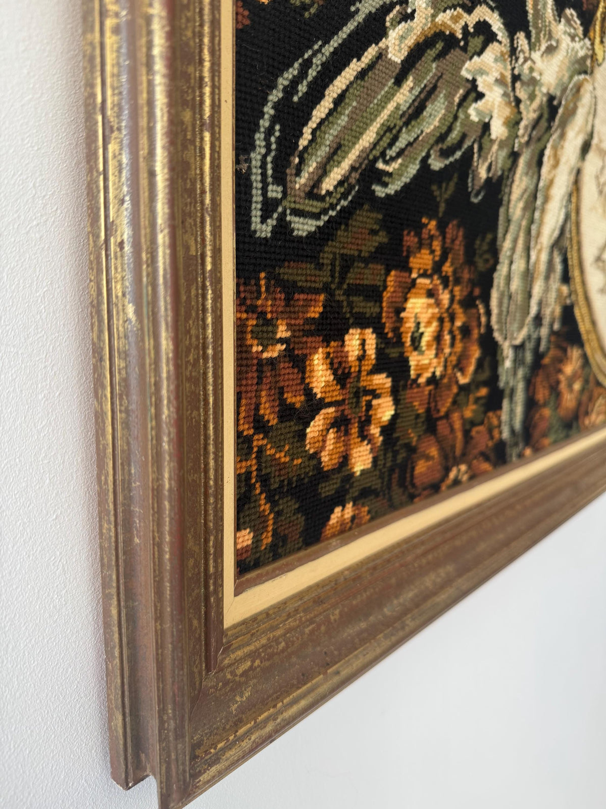 Tableau canevas vintage chérubins aigles et fleurs