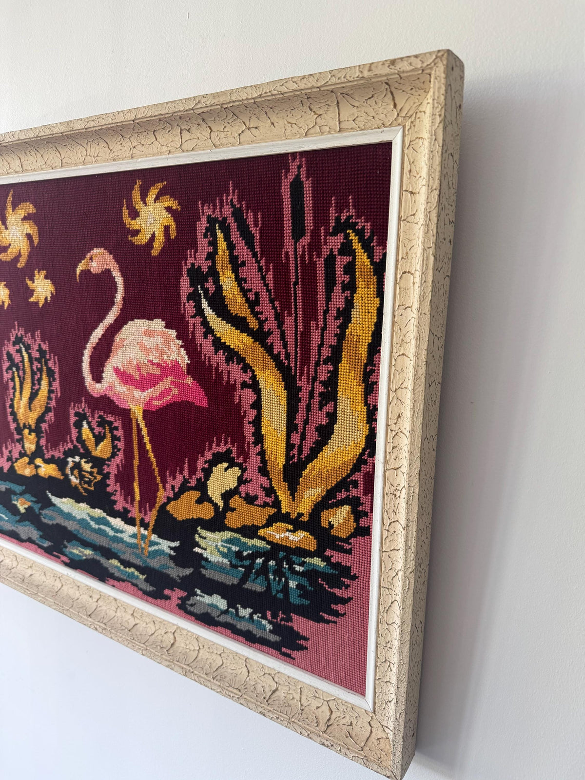 Tableau flamand rose fleurs canevas
