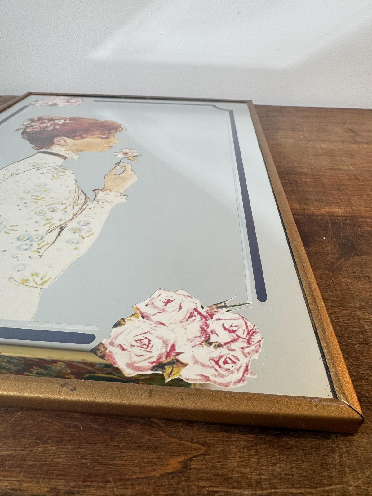 Miroir cadre sérigraphie vintage