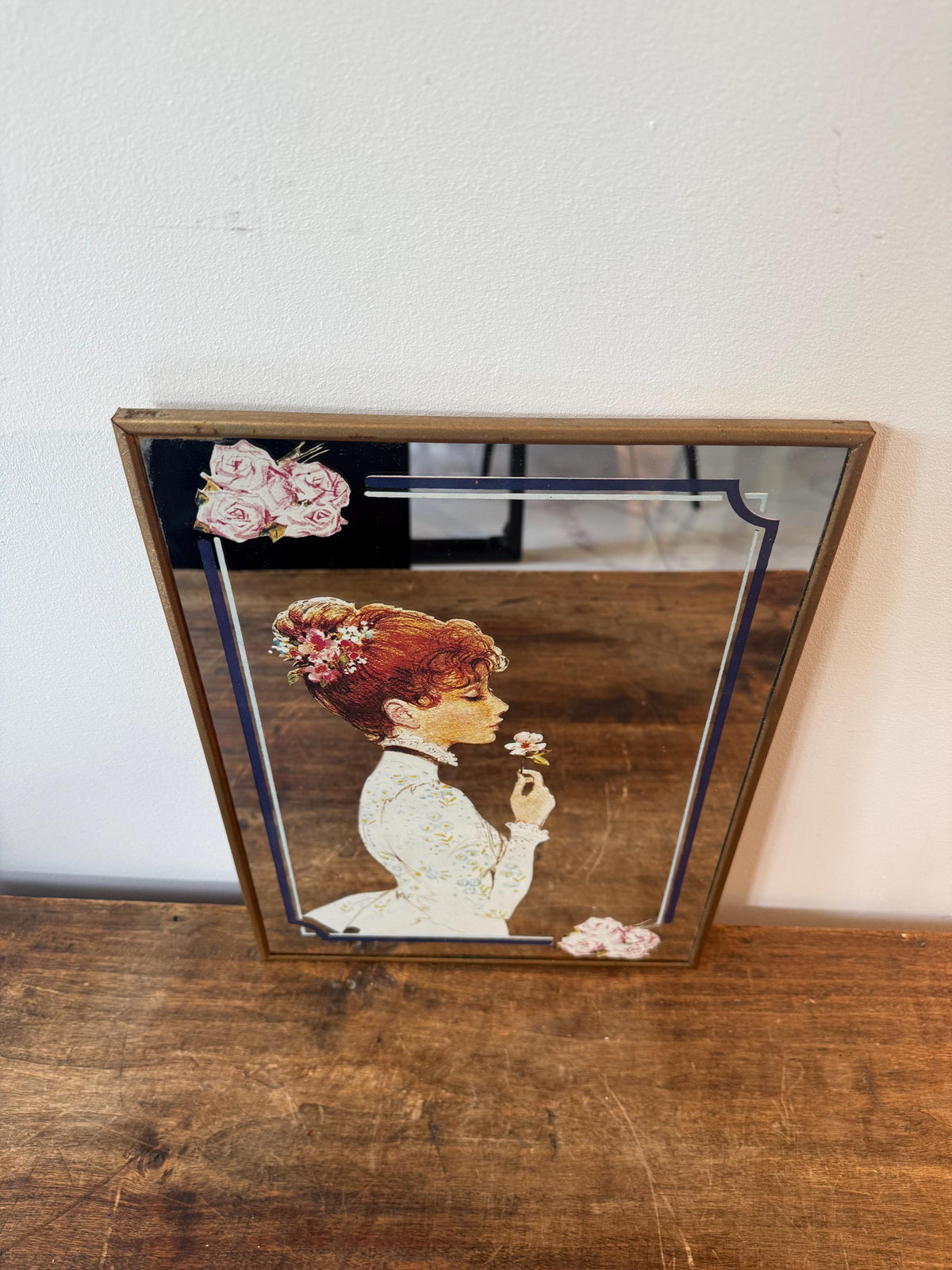 Miroir cadre sérigraphie vintage