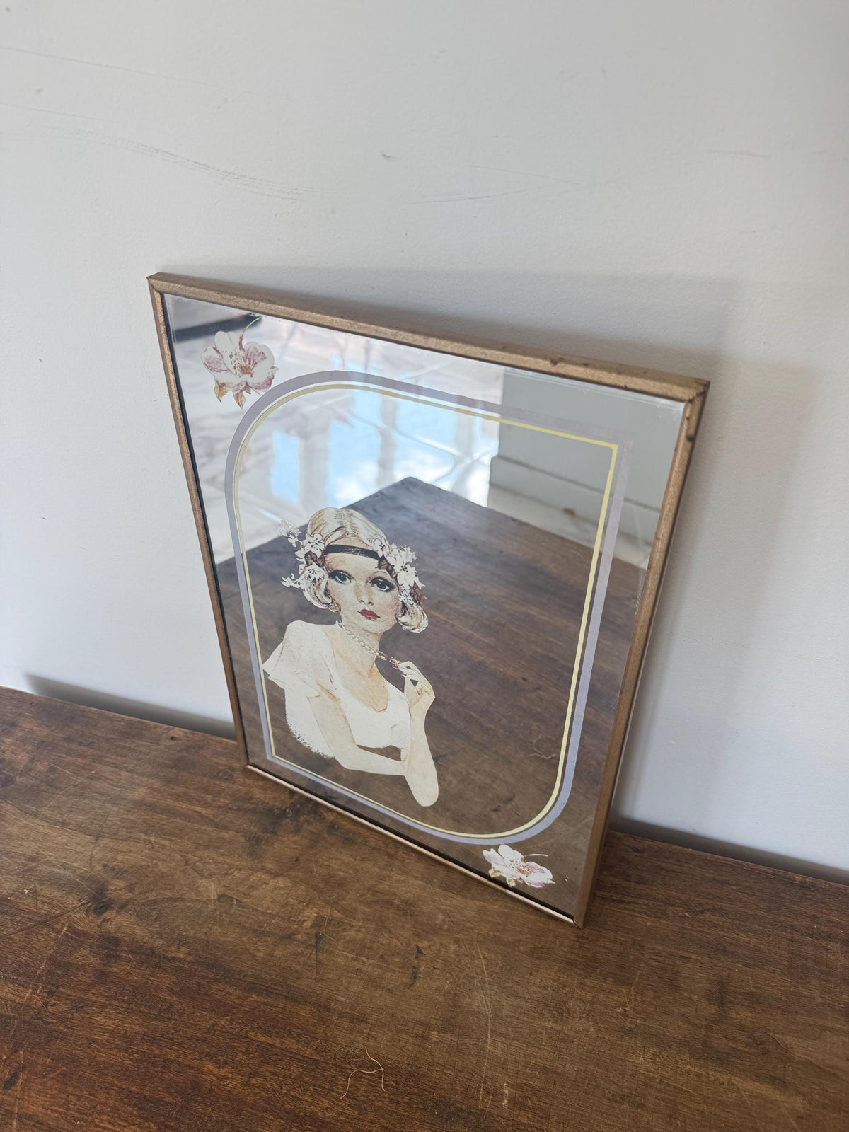 Miroir cadre sérigraphie vintage