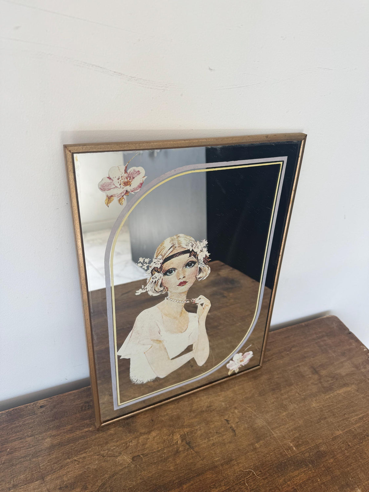 Miroir cadre sérigraphie vintage