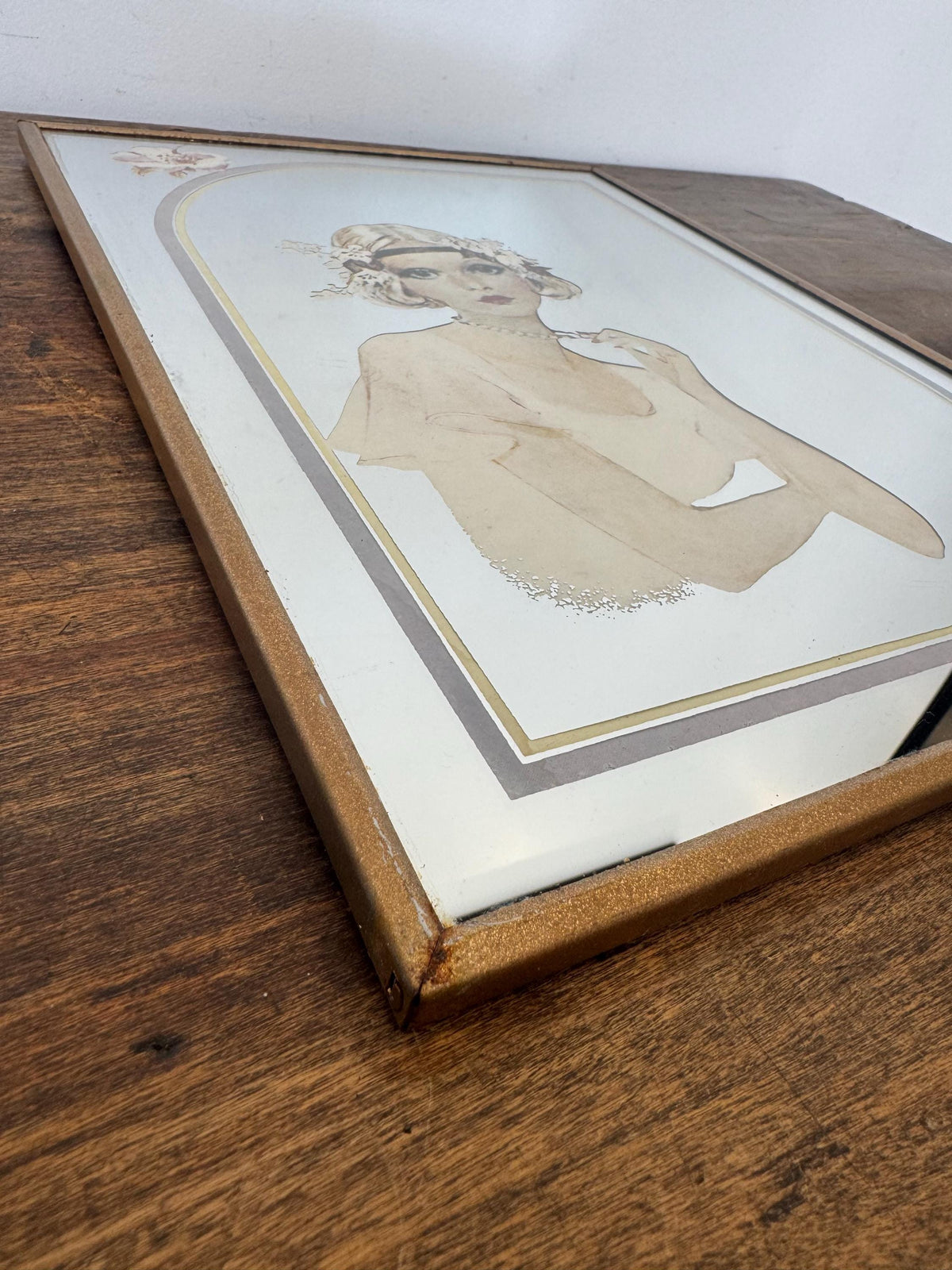 Miroir cadre sérigraphie vintage