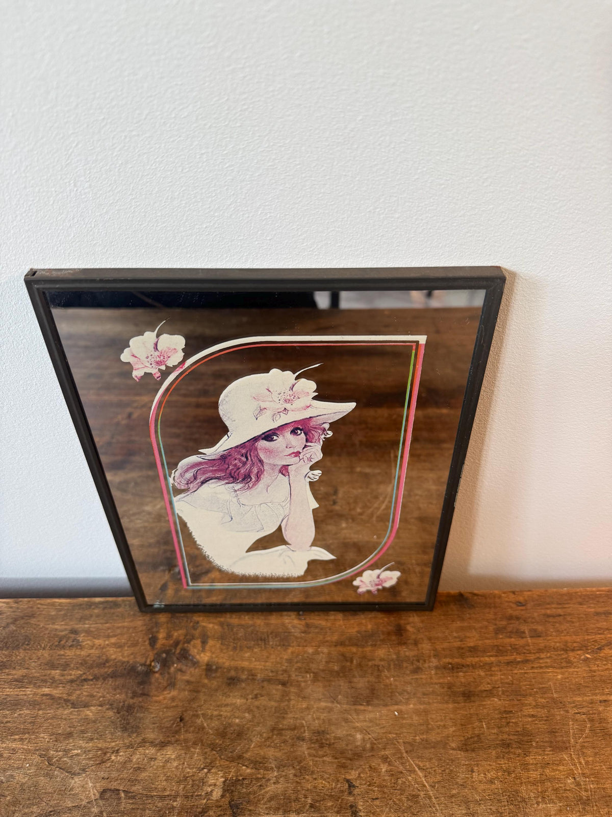 Miroir cadre sérigraphie vintage