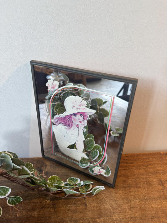 Miroir cadre sérigraphie vintage