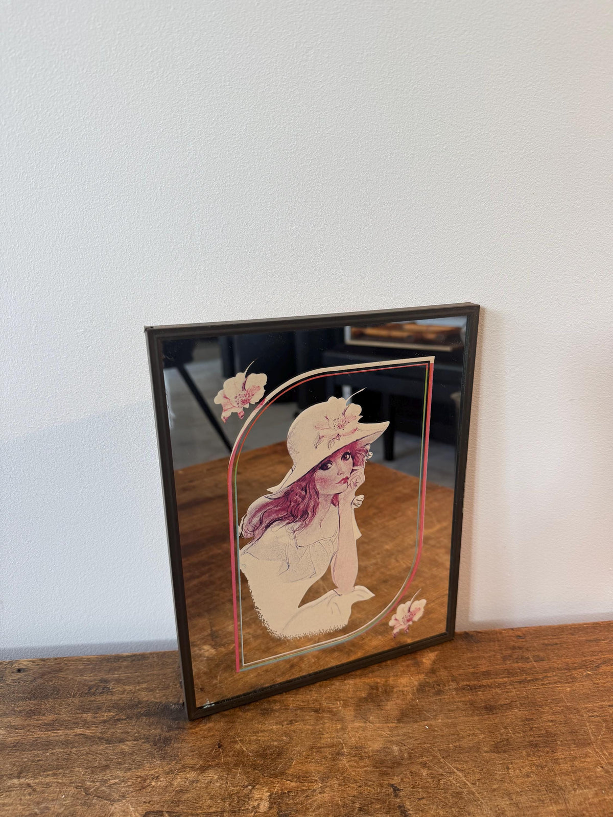 Miroir cadre sérigraphie vintage