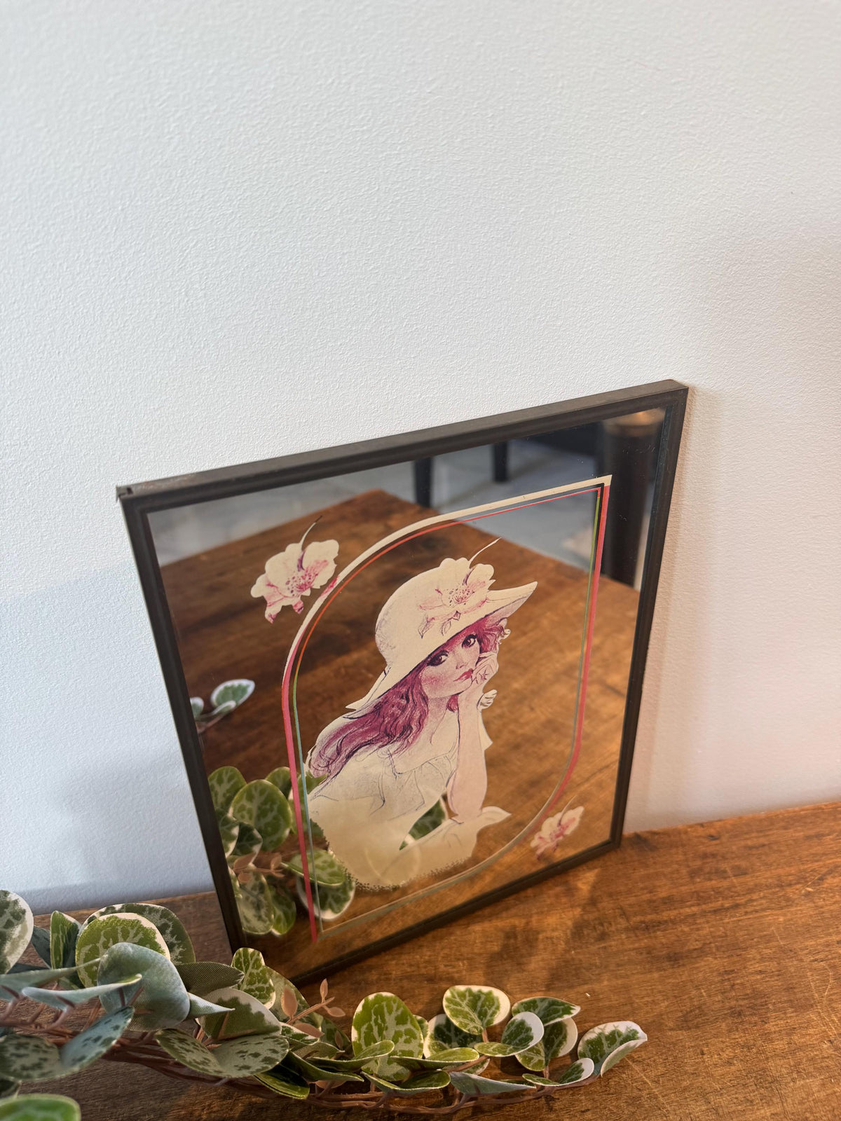 Miroir cadre sérigraphie vintage