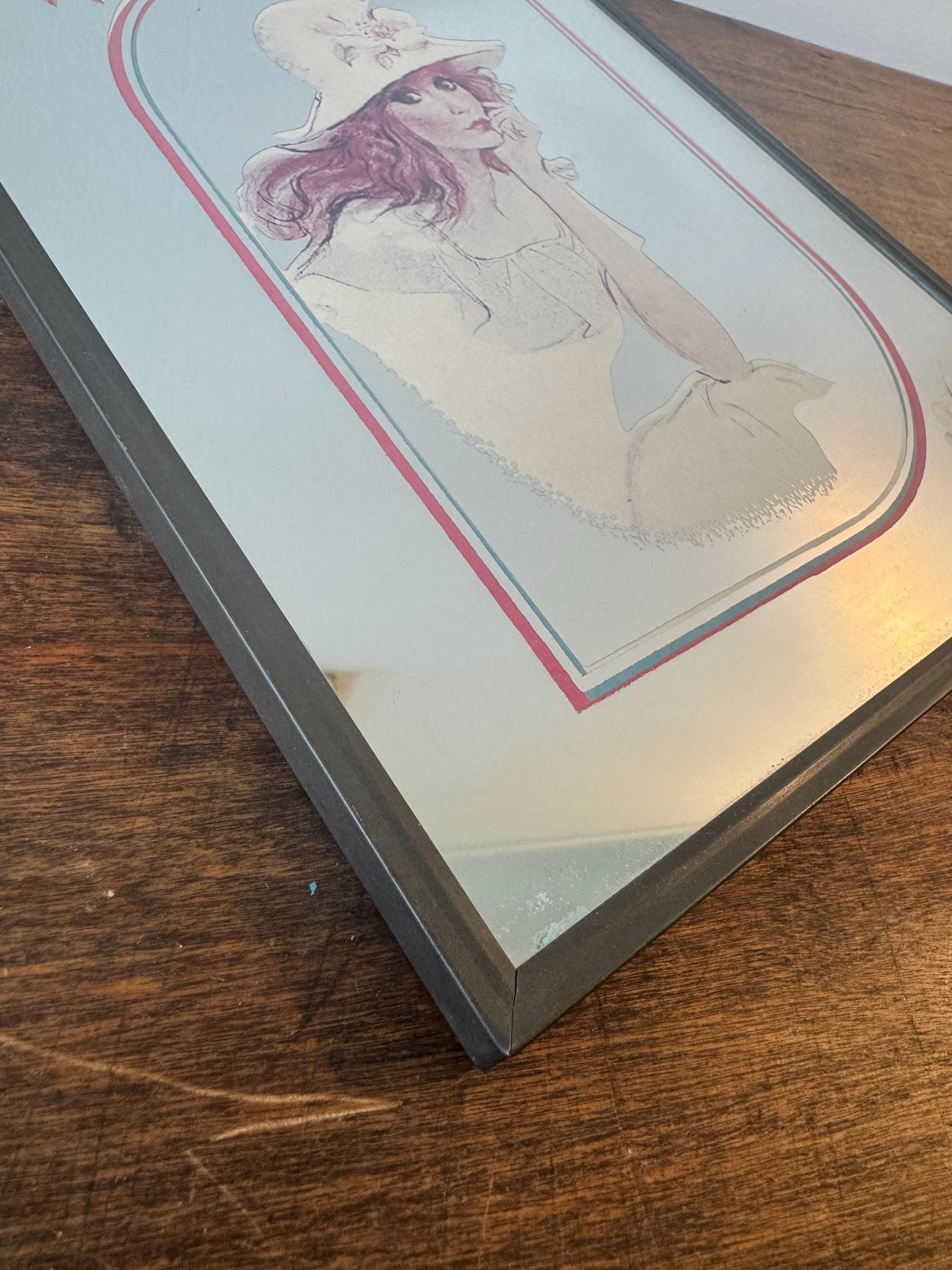Miroir cadre sérigraphie vintage