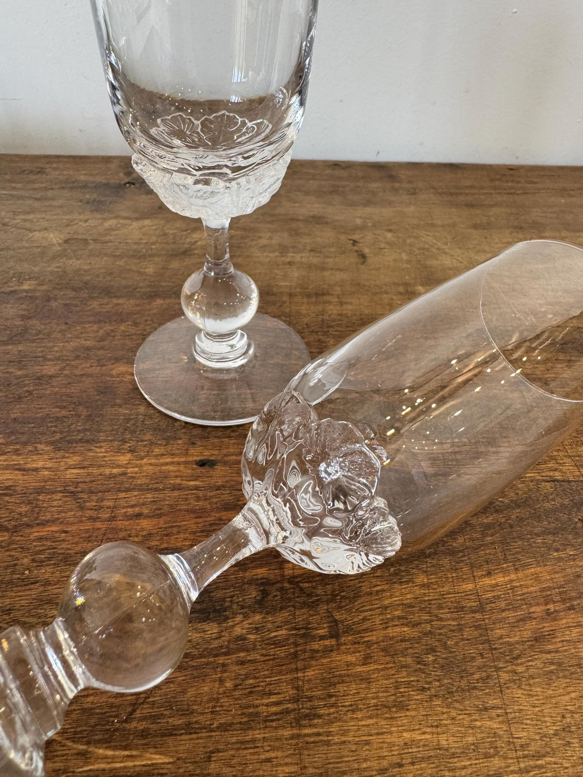 Flutes champagne fleurs vintage