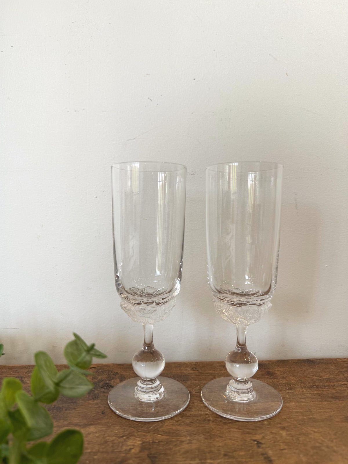 Flutes champagne fleurs vintage
