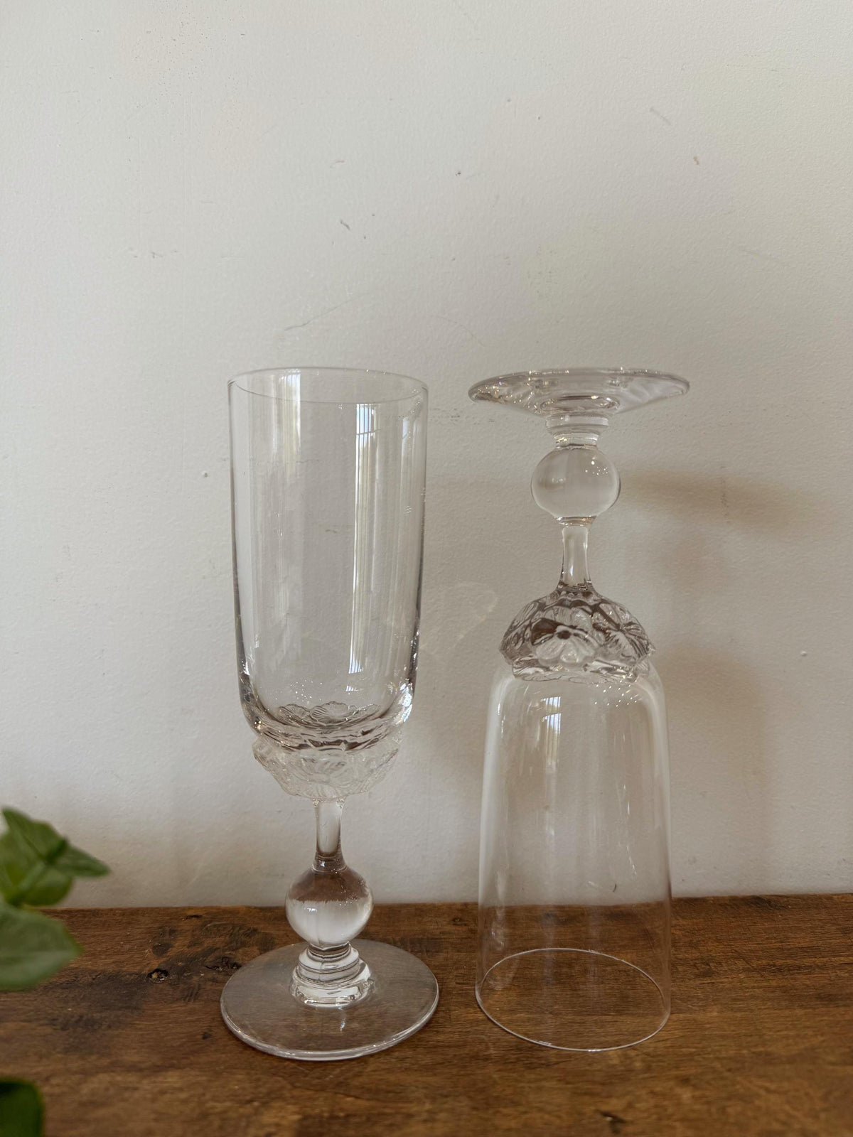 Flutes champagne fleurs vintage