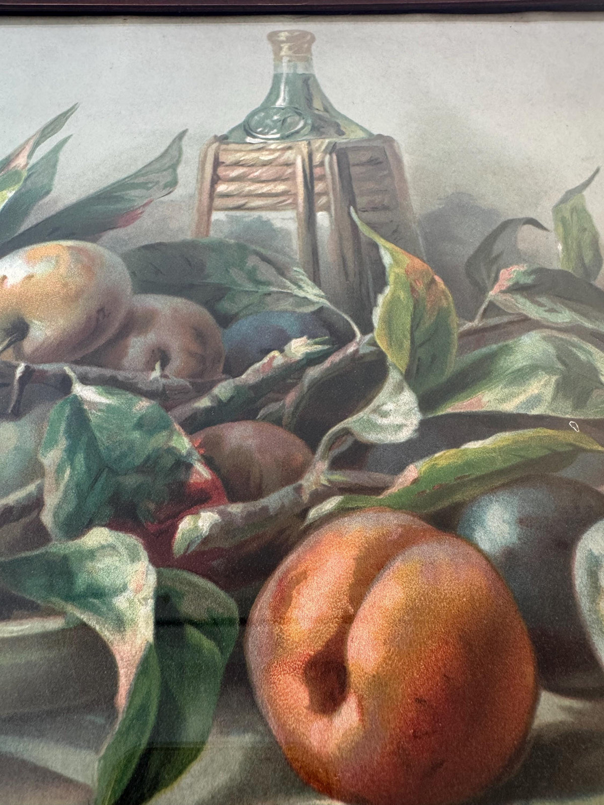 Tableau nature morte cadre bois vintage