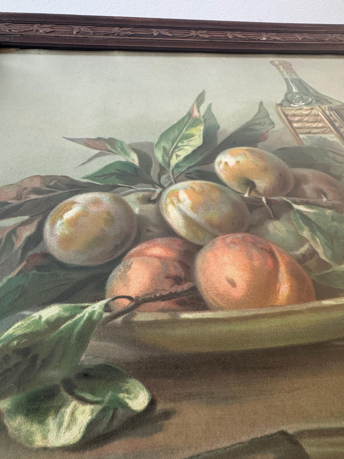 Tableau nature morte cadre bois vintage