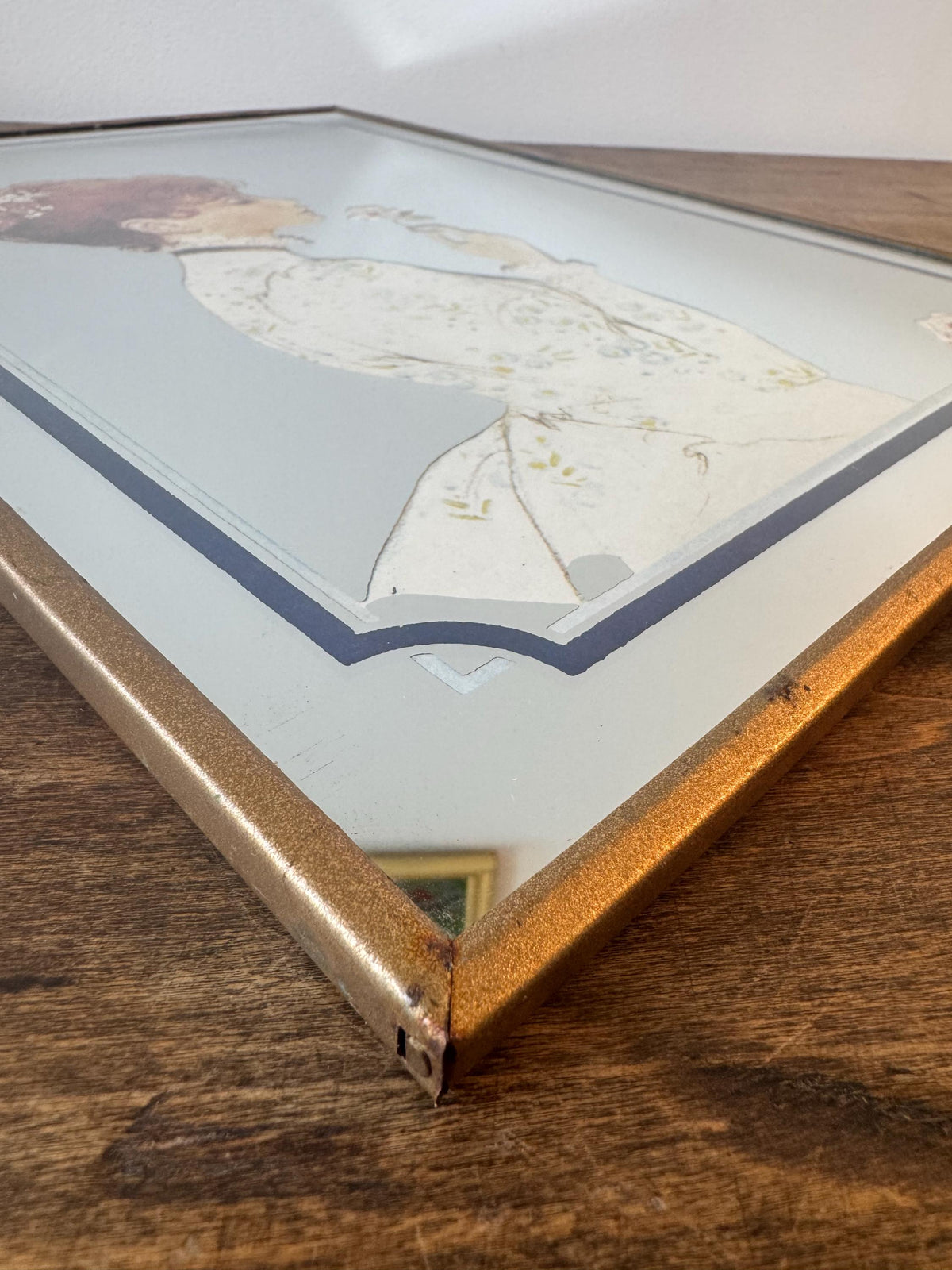 Miroir cadre sérigraphie vintage