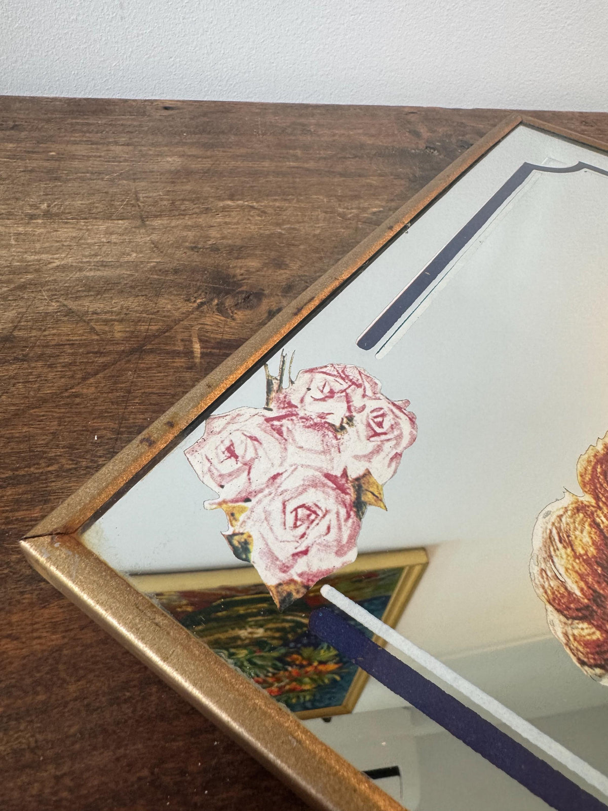 Miroir cadre sérigraphie vintage