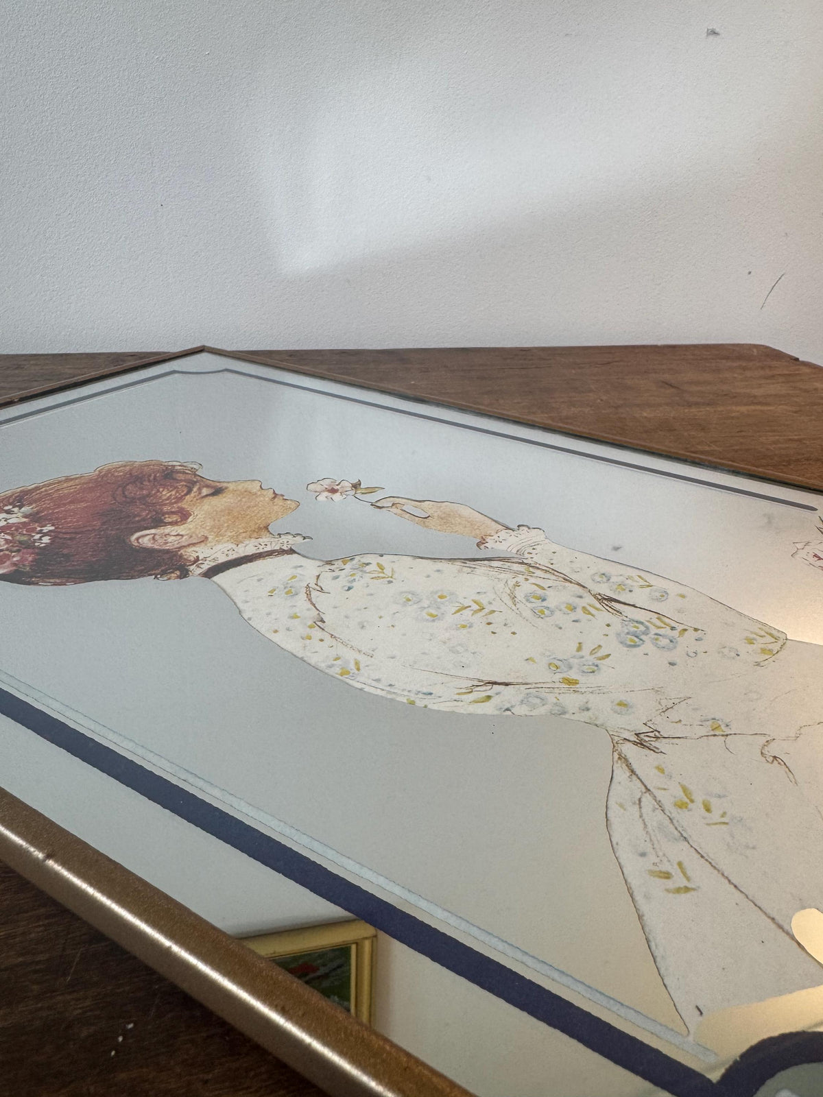 Miroir cadre sérigraphie vintage