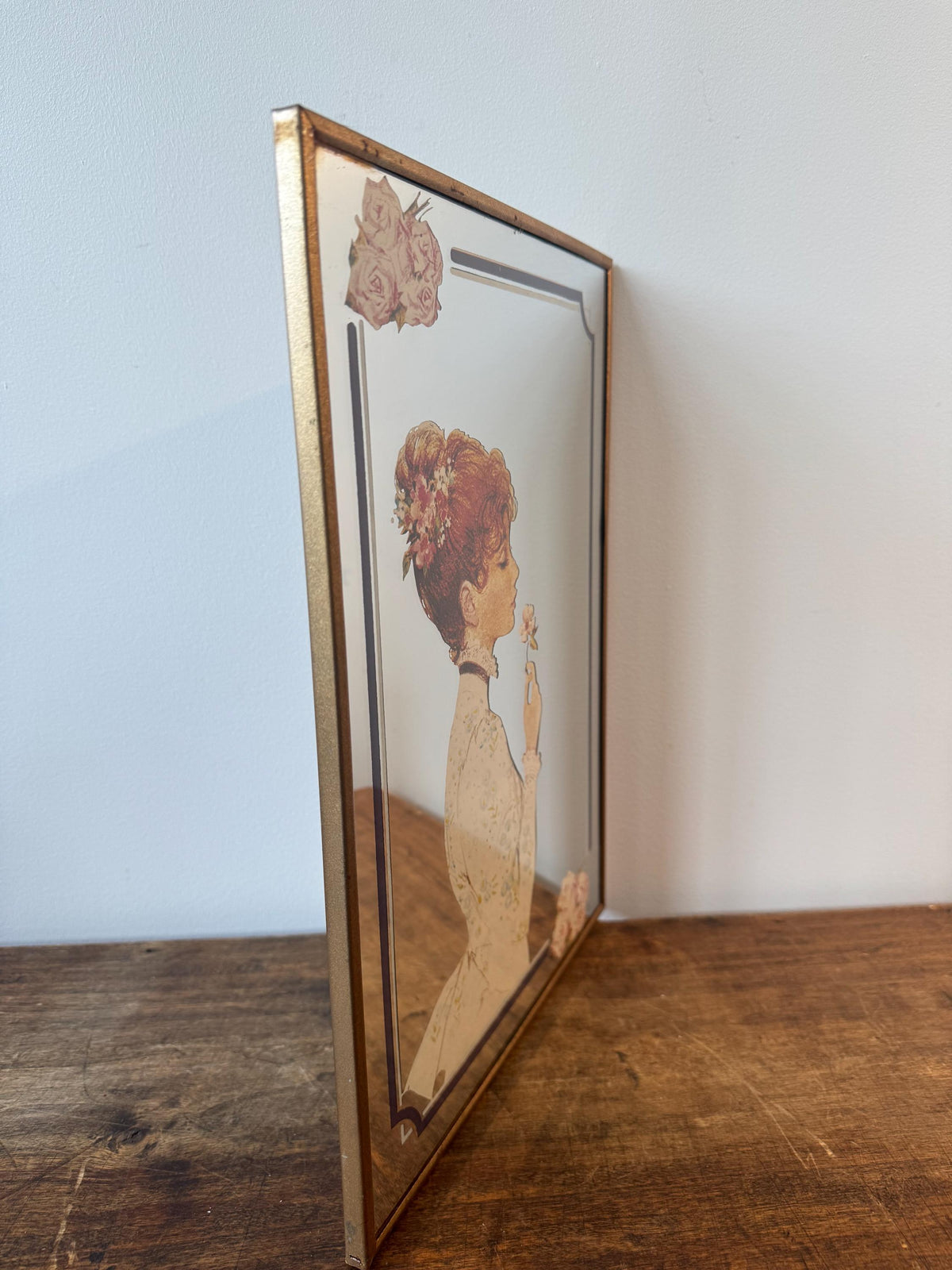 Miroir cadre sérigraphie vintage