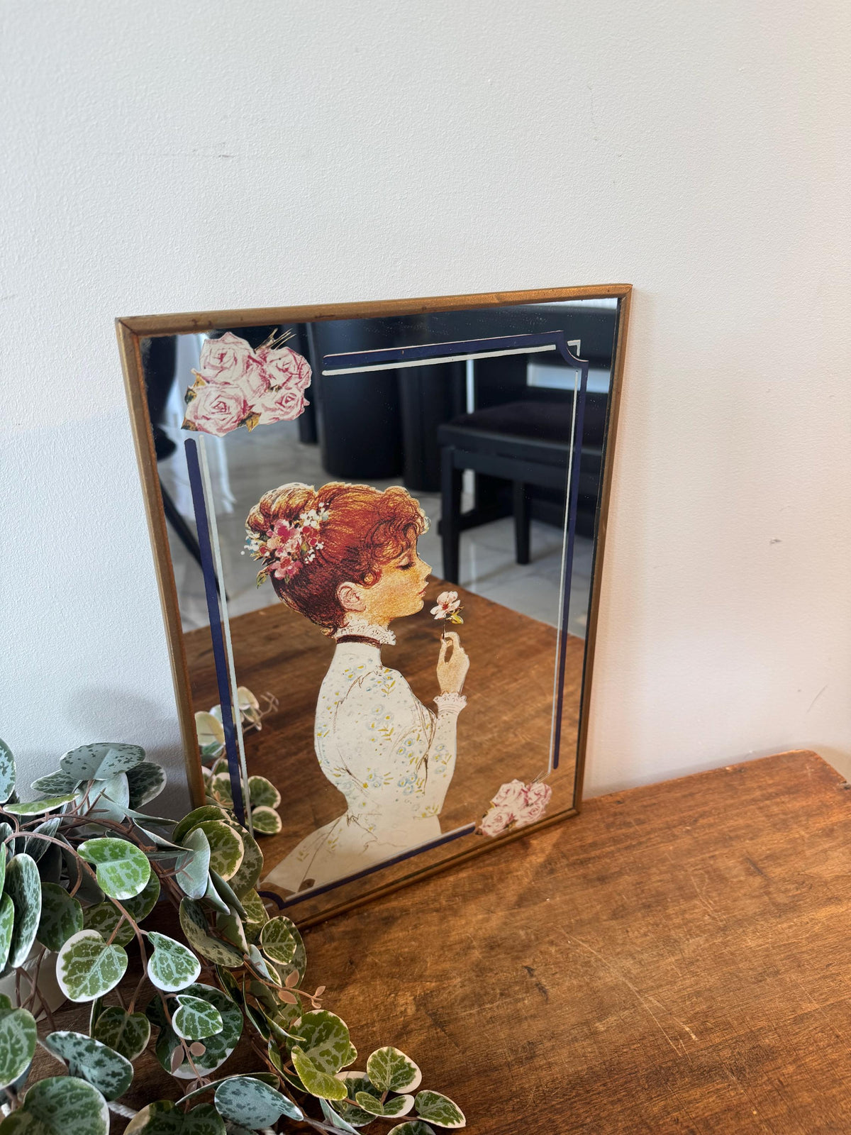 Miroir cadre sérigraphie vintage