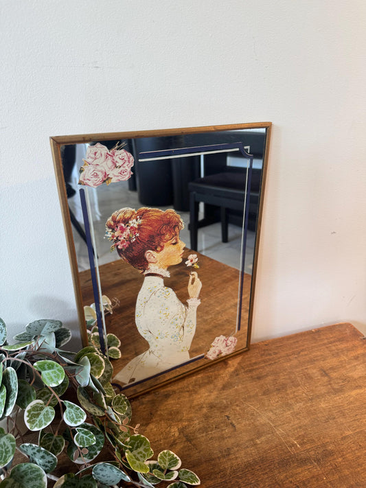 Miroir cadre sérigraphie vintage