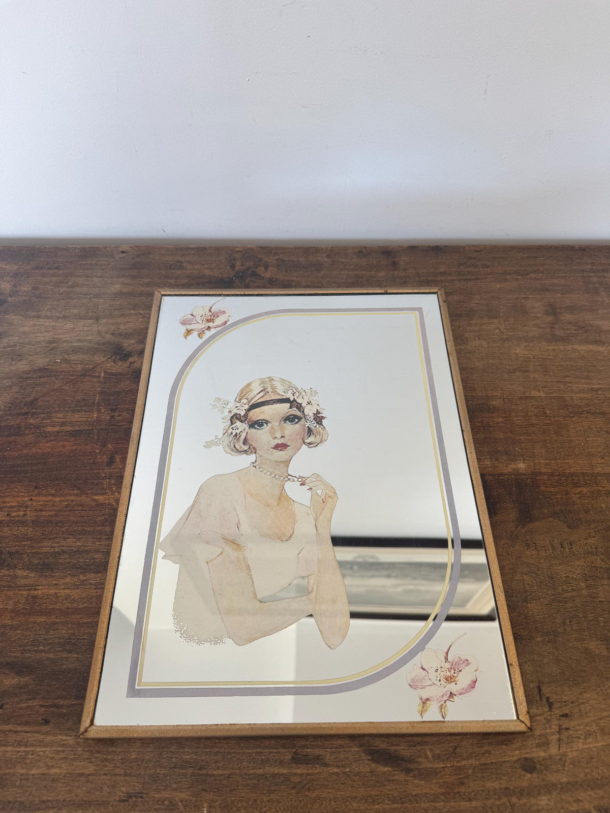 Miroir cadre sérigraphie vintage