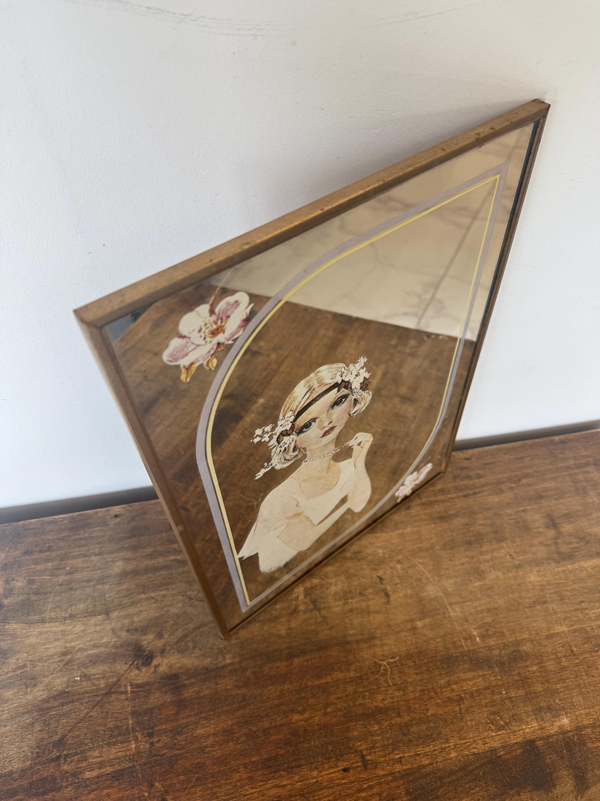 Miroir cadre sérigraphie vintage