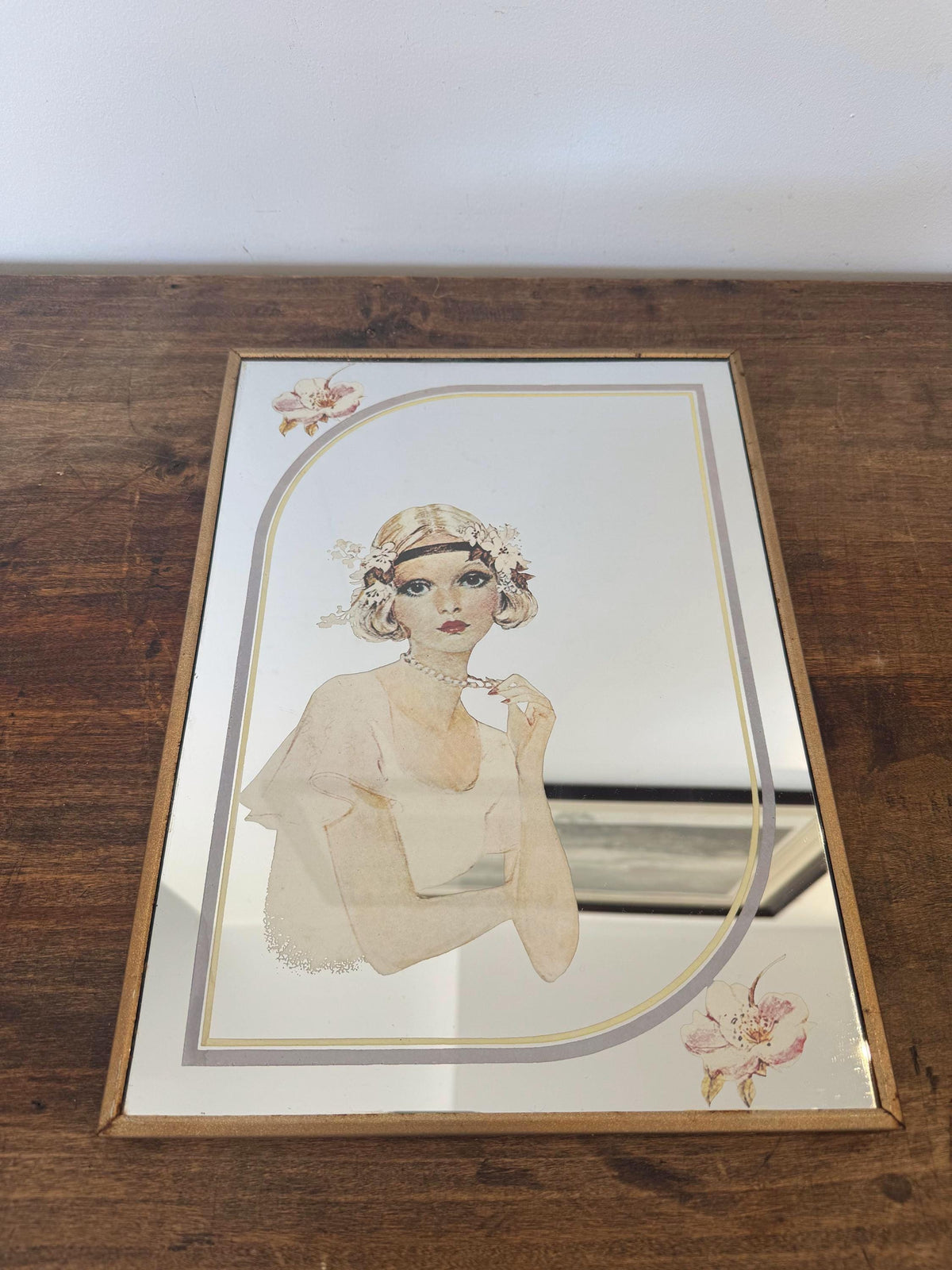 Miroir cadre sérigraphie vintage
