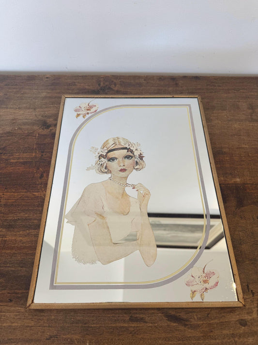 Miroir cadre sérigraphie vintage