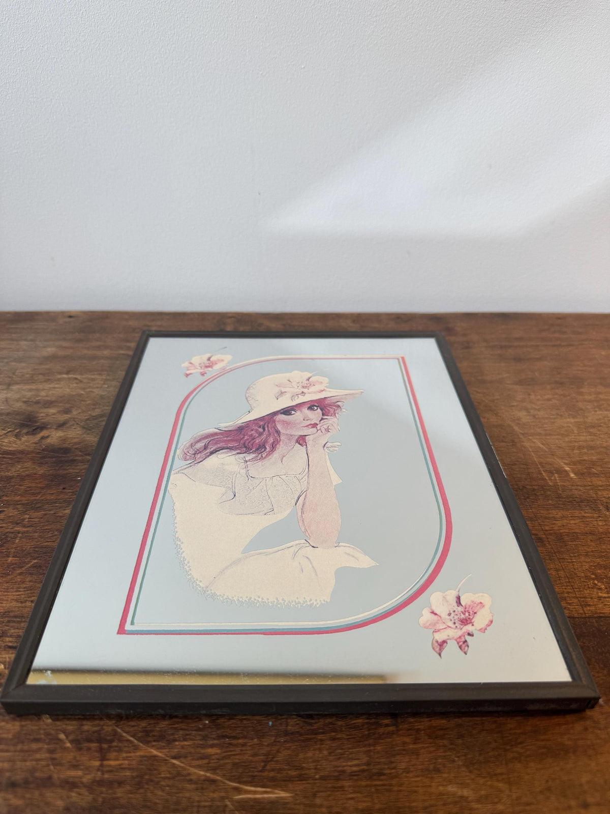 Miroir cadre sérigraphie vintage