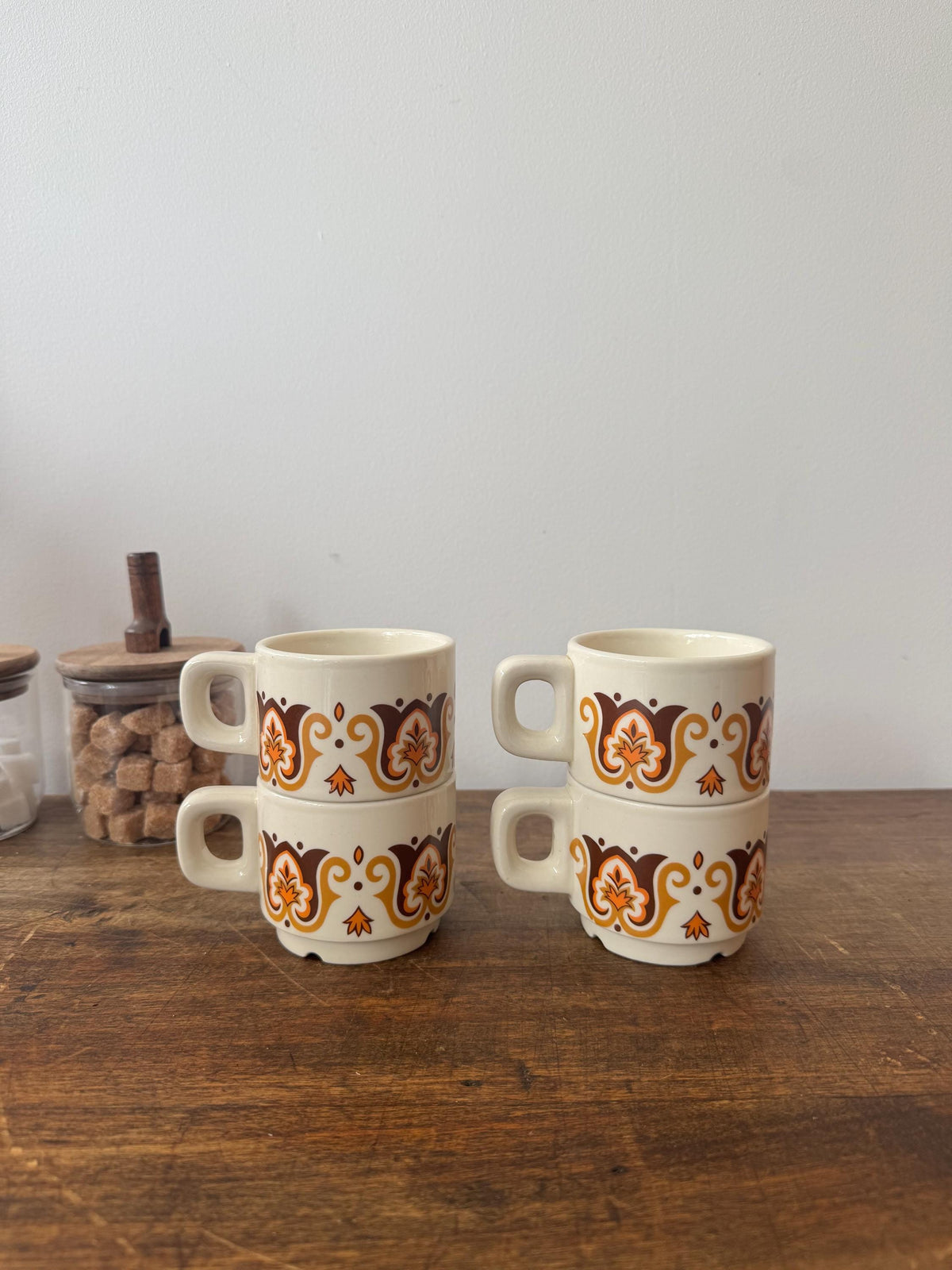 Tasse rétro orange et marron