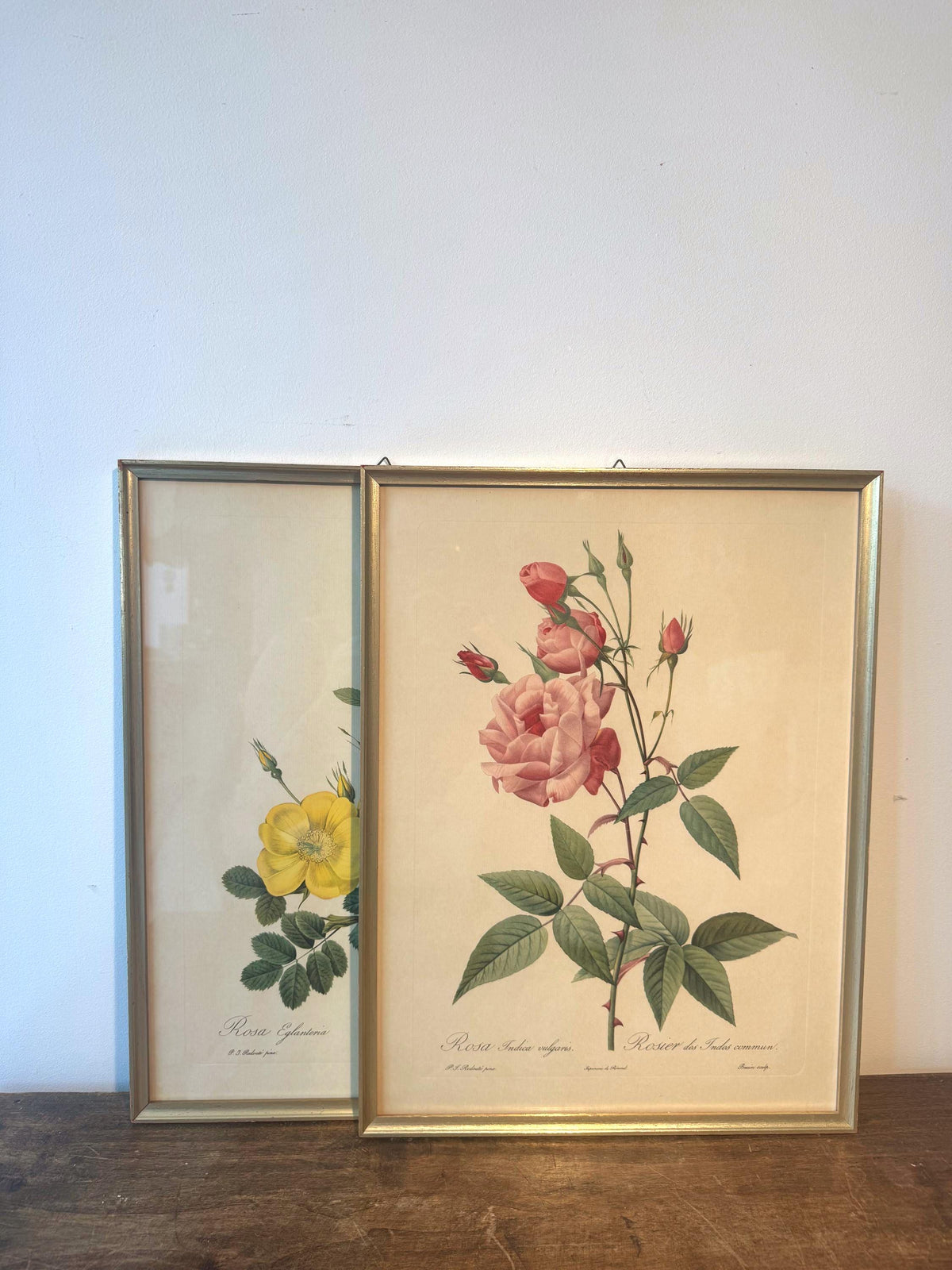 Tableau fleurs vintage cadre doré estampes anciennes