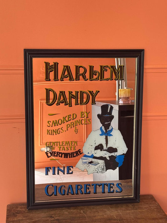 Miroir publicitaire vintage Harlem Dandy – Fine Cigarettes – Décoration bar / Americana