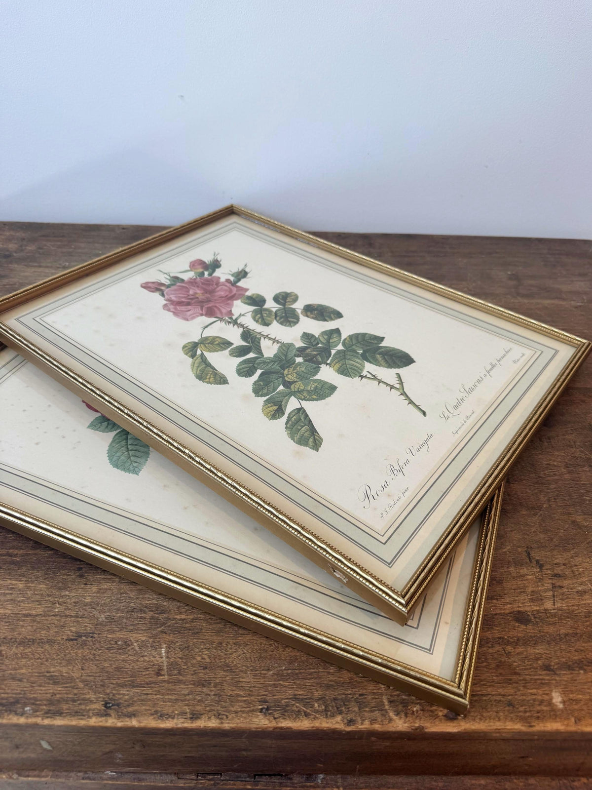 Tableau fleurs vintage cadre doré estampes anciennes