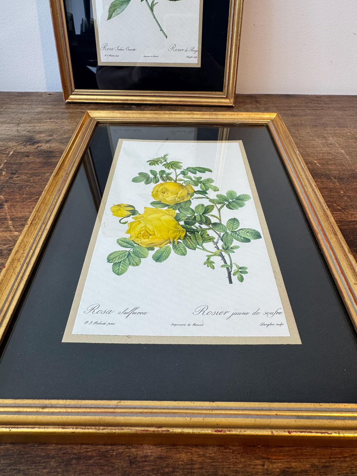 Tableau roses cadre doré vintage tableau fleur