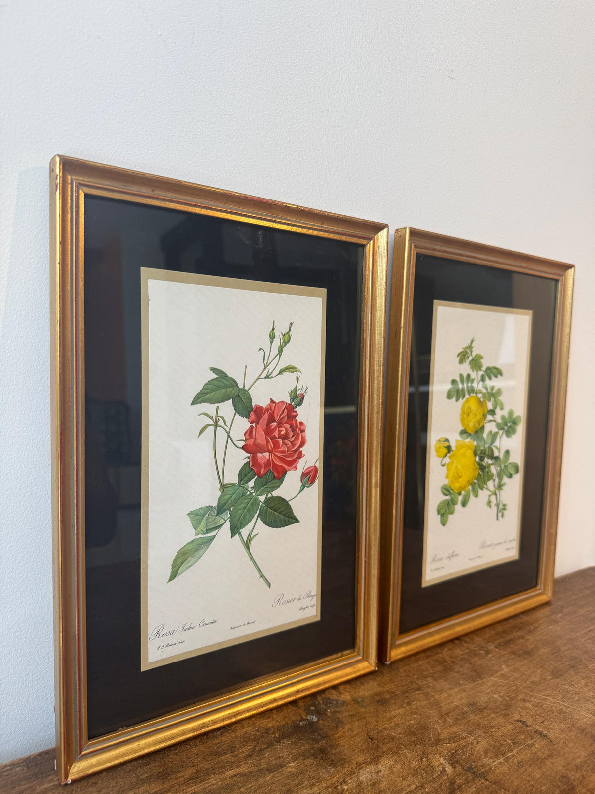 Tableau roses cadre doré vintage tableau fleur