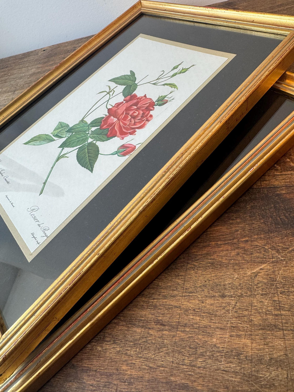 Tableau roses cadre doré vintage tableau fleur