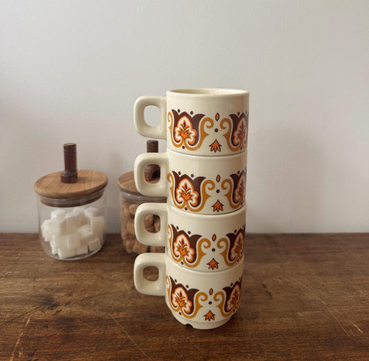 Tasse rétro orange et marron