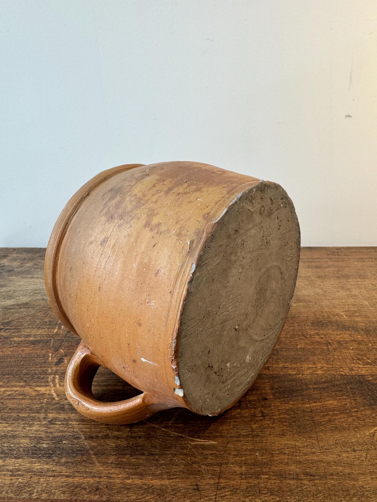 Ancien pot en grès à anse – Pot en terre cuite vernissée – Poterie rustique française – French country – Déco cuisine vintage