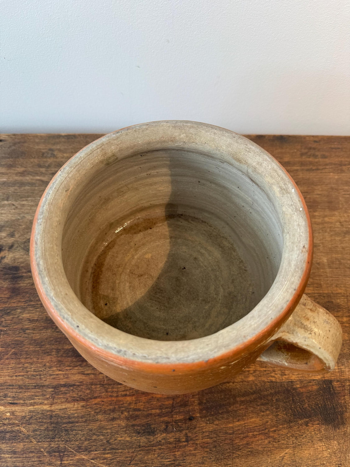 Ancien pot en grès à anse – Pot en terre cuite vernissée – Poterie rustique française – French country – Déco cuisine vintage