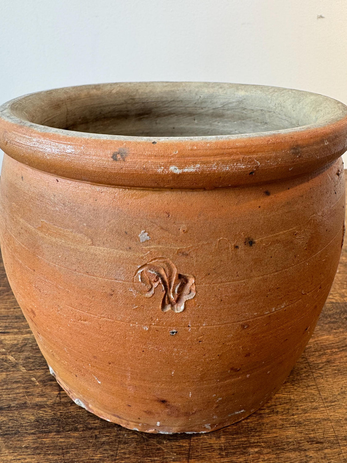 Ancien pot en grès à anse – Pot en terre cuite vernissée – Poterie rustique française – French country – Déco cuisine vintage
