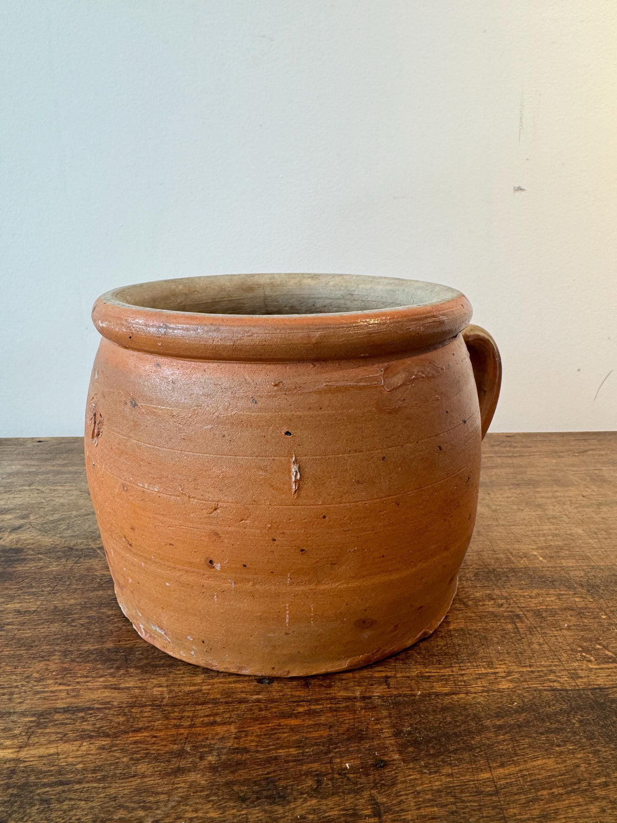 Ancien pot en grès à anse – Pot en terre cuite vernissée – Poterie rustique française – French country – Déco cuisine vintage
