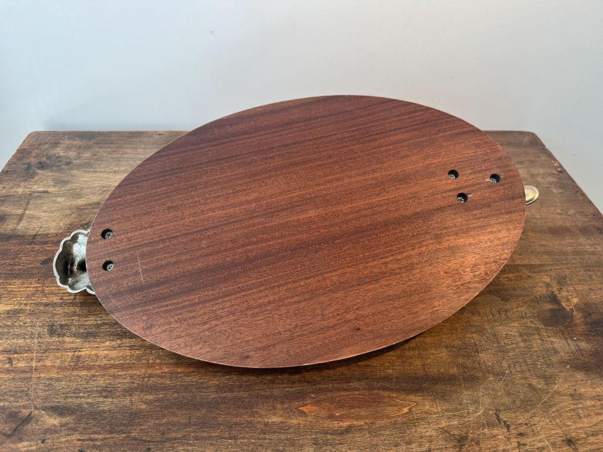 Planche à découper vintage en bois – tête de canard en métal – planche de service ancienne